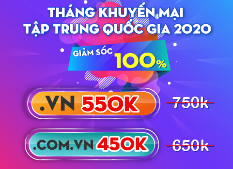 Giảm 100% phí dịch vụ tên miền .vn