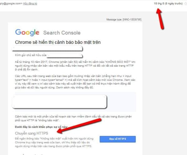 Cảnh báo Https của google webmaster tools